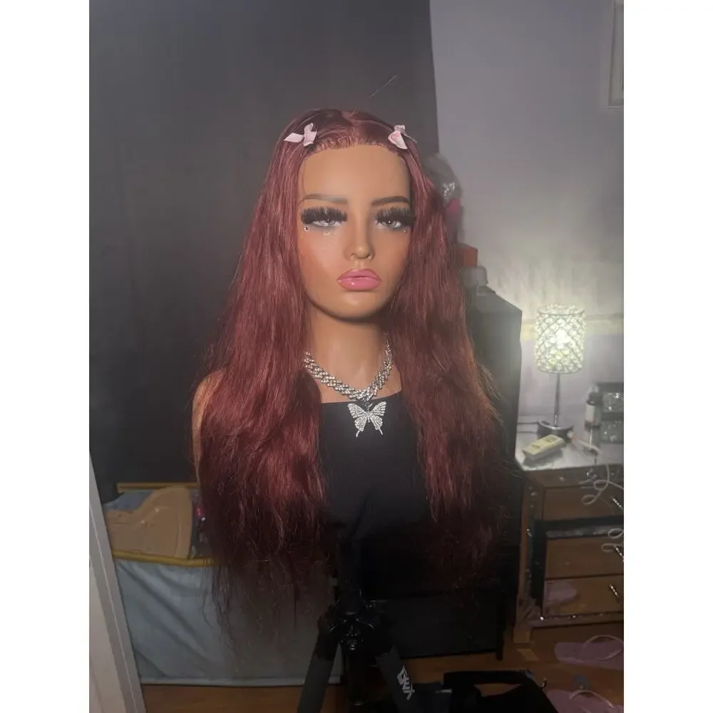100% Human Hair 13x4 Lace Front Wig Burgundy
